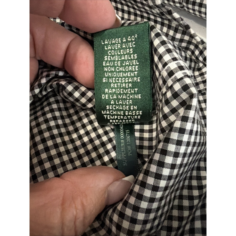 Lauren Ralph Lauren Non-Iron Gingham Button-Down Shirt | Black & White | Size XL - Picture 6 of 9